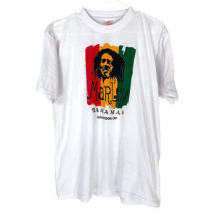 Vintage Dorsett Tee's Bob Marley Bahama's Halfmoon Cay 50/50 Tee T-Shirt Large